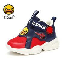 B.duck小黄鸭童鞋男童棉鞋秋冬季新款加绒二棉鞋儿童运动鞋保暖 红色 24