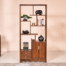 寻古红木家具非洲鸡翅木（学名：非洲崖豆木）博古架实木客厅隔断柜中式多宝阁屏风多宝古董架层置物架 双面 单个：长86*宽26*高186cm