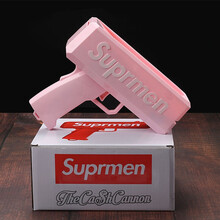 喷钱机钞票玩具枪抖音同款喷钱枪美金吐钱撒钱机减压解压神器派对玩具接亲迎亲游戏道具 动力加强粉色 +2电池+彩盒 配置200张纸币