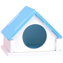 仓鼠玩具用品小窝冬天保暖别墅房子金丝熊木质屋子小仓鼠跑轮秋千 迷你房子（蓝色）