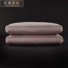 优蒙家纺 五星级酒店宾馆纯棉羽绒枕头枕芯白鹅毛护颈枕 豆沙灰 一只装