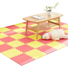 明德 厂家直发 泡沫拼接地垫爬行垫爬爬垫拼图垫子地板垫子素面十字纹防滑环保婴儿玩具 红色+黄色 30*30*1.0cm（16片+16个边条）