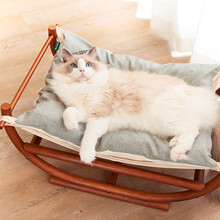 猫咪世界 日本necosekai进口实木猫吊床 猫爬架 猫床猫狗窝宠物用品猫笼冬季保暖泰迪小型犬可用 褐色