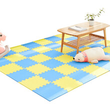 明德 厂家直发 泡沫拼接地垫爬行垫爬爬垫拼图垫子地板垫子素面十字纹防滑环保婴儿玩具 蓝色+黄色 30*30*1.0cm（18片+18个边条）
