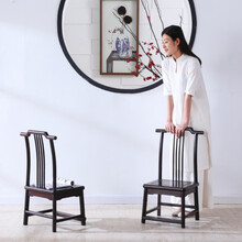 木果果木 红木家具 紫光檀（学名：东非黑黄檀） 独板 无白皮小官帽椅子 中式实木小凳子 矮凳 一张椅子