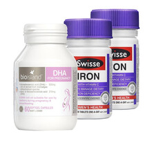 【BC】佰澳朗德（Bio island）澳洲进口 婴幼儿dha孕妇孕期哺乳期 DHA孕妇海藻油60粒+补铁片30粒2瓶