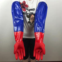 加绒保暖束口家务清洁防水耐磨家用洗碗洗车洗衣胶皮手套橡胶加长 东泰连体保暖紧囗手套60公分长 L