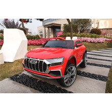 儿童电动四轮越野车四驱玩具遥控汽车可坐人男女宝宝带摇摆双人车 标配红+四驱