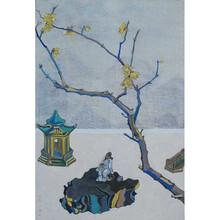 维格列艺术 王大志 原作油画作品《浮生观景图之吟梅》现代简约客厅沙发背景墙画走廊玄关壁画餐厅挂画售 私人住宅 酒店会所 办公空间特殊定制尺寸请联系客服