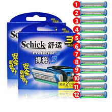 舒适（Schick）悍将3D剃须刀刮胡刀剃胡刀修胡刀 捍将3层刀片protector3手动 12刀头(无刀架)