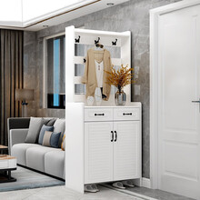 景冉居 屏风隔断柜客厅玄关柜门厅柜现代简约屏风置物储物展示柜鞋柜 B款两门两抽 暖白色