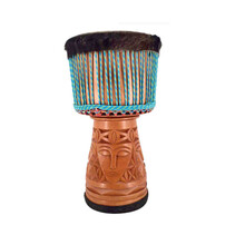 奇宝居非洲鼓 整木掏空非洲鼓西非皮13寸手工雕刻印尼手鼓 打击乐器 13寸西非皮手工人脸