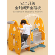 生日礼物儿童滑滑梯秋千组合多功能室内家用小型乐园游乐场大宝宝家庭滑梯 韩版六合一粉密封音乐篮球架足球门