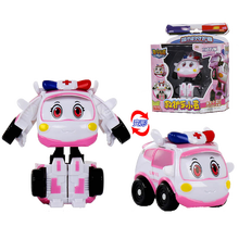 警车联盟玩具4寸酷炫变形车小治小芸大雷变形汽车机器人遥控儿童玩具 【新品】小变形系列- 救护车小芸