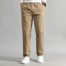 时都（Shidou）夏季薄款纯棉透气工装裤男直筒休闲裤多口袋运动大码长裤子 土黄 XL