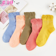 月子袜春秋季孕妇袜子女松口不勒脚产妇袜秋冬天加厚款坐月子用品 纯色糖果 5双盒装（春秋款） 均码