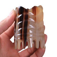 云工匠 天然牛角头部按摩梳穴位经络刮痧梳圆形宽齿梳