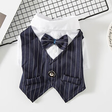 宠物狗狗猫咪衣服春夏季薄款西服西装法斗小狗泰迪小型犬结婚礼服 藏青 S