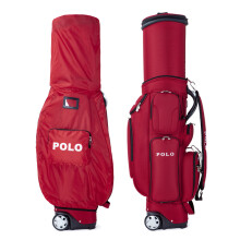 POLO GOLF高尔夫伸缩球包 男女士多功能托运航空标准包 带拖轮球杆包袋 红色