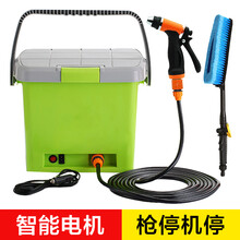 麦车饰 高压水枪洗车机家用洗车器神器大功率小型汽车洗车泵清洗机12V电动刷车泵水泵加压泵车载便携式 洗车机-绿色【自带水箱】