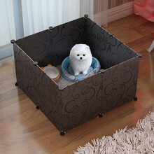 宠趣汇 狗笼子室内中小型犬栅栏隔离门狗窝挡狗板防护栏自由组合宠物围栏 8片装-时尚黑