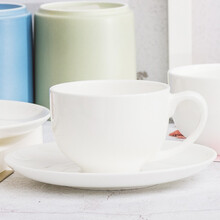 红牡丹 纯白色咖啡杯碟套装家用简约骨瓷杯子陶瓷咖啡具 付景咖啡杯 1个