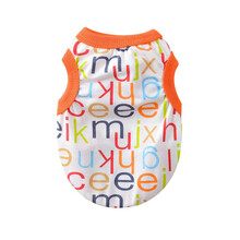 宠惑清凉透气夏装薄款狗狗衣服幼犬泰迪背心小型犬宠物比熊博美猫咪服饰 桔红色 字母 XS
