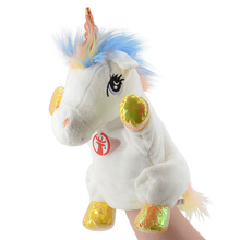 小鼠乐乐 手偶玩具鹦鹉猩猩驴树懒小羊哈士奇考拉兔子狐狸独角兽玩偶安抚早教亲子互动布娃娃毛绒玩具礼物 白色独角兽