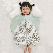 幻曦婴儿夏季薄款防惊跳纱布泡泡宝宝儿童透气分腿睡袋防踢被新生儿新品 气泡绿 80cm