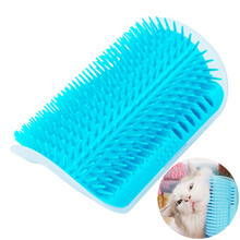 哈宝哈贝 猫咪蹭痒器墙角蹭毛器可固定 猫咪抓痒挠痒蹭痒神器猫玩具 宠物猫用按摩刷 浅蓝款 12.5*8cm