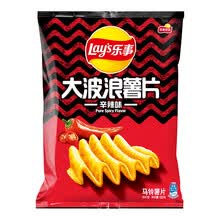 超市	乐事（Lay's）休闲零食 大波浪薯片辛辣味 135克