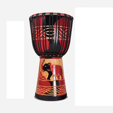 奇宝居非洲鼓12寸丽江手鼓12寸成年老山羊皮非洲鼓整木掏打击乐器 12寸红色雕刻