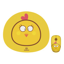 富德 无线鼠标 男女生静音超薄便携家用商务办公鼠标 台式笔记本电脑通用网红主播游戏可爱卡通版无限滑鼠 无线鼠标+鼠标垫套装【玉米鸡】（黄色 静音版）