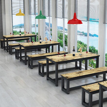 oeny 小吃快餐店桌椅饭店食堂餐厅一桌二四椅组合 咖啡厅个性主题餐桌 120*60*74 一套字母图