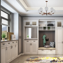 志邦全屋定制 入户柜鞋柜储物收纳柜衣柜 网格掩门柜开放柜门厅柜隔断柜 全屋家具定做简约北欧风 500预约诚意金