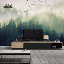 蓝鱼（LANYU）3D北欧风格森电视背景墙壁画墙布烟雾飞鸟客厅卧室沙发艺术创意壁纸 加厚整张-无纺布