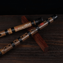 正音堂 笛子乐器专业演奏黑色扎线紫竹笛子 双节白铜竹笛横笛 专业紫竹F调整支