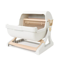 SLPC 猫砂盆大号猫厕所半自动猫屎盆半封闭宠物猫咪厕所猫沙盆宠物用品 米色