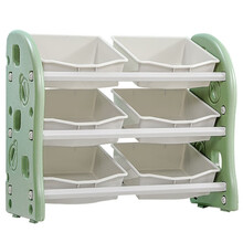 儿童玩具收纳架宝宝卡通整理储物柜多功能置物书架塑料柜子幼儿园玩具架收纳架收纳盒 整理架-雾绿