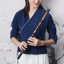 伶吟一节紫竹笛子优质考级笛专业演奏素笛紫竹笛子精制竹笛 扎线牛角款 G调