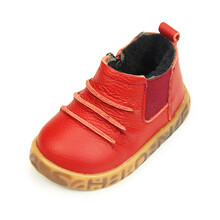 学步鞋0-1-2岁半男童鞋婴儿秋冬季幼儿3女宝宝鞋子保暖棉鞋短靴子 红色 15码内长11.5cm