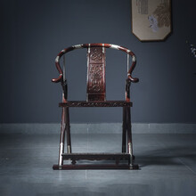 赞善红木家具大红酸枝/老红木/老挝红酸枝（学名：交趾黄檀）明式古典璃龙交椅头把交椅太师椅折叠圈椅收藏
