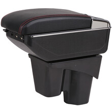 本田新锋范扶手箱15款17款锋范手扶箱18款19款哥瑞扶手箱竞瑞扶手箱专用储物盒肘拖改装 双层升高款黑色红线(双层空间+升高加长+前后充电) 2015款~2019款新锋范