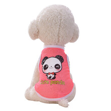 夏季宠物背心 泰迪狗衣服 猫衣服 雪纳瑞比熊宠物衣服装中小型犬狗狗网格布透气卡通可爱T恤 熊猫 L适合胸围40cm背长33cm体重8斤左右