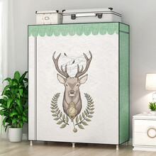 皇冠达 折叠衣柜【无需安装】全钢架简易衣柜免安装布衣柜钢管加粗加固牛津布收纳架出租房用便携布艺衣橱 北欧麋鹿