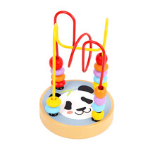 手工串珠绕珠百宝箱玩具 木制小中大绕珠串串珠儿童宝宝早教益智玩具百宝箱 圆形熊猫小绕珠