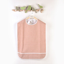 围兜大人成人围嘴老人吃饭围兜饭兜防水老年人防脏神器口水兜纯棉 红条纹45*75