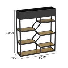 鼎聚全 玄关隔断公司屏风隔断简约现代大气办公室进门玄关隔断木格栅镂空可移动 长90*25高105 黑色