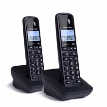 中诺 W158 低辐射中文显示双免提数字无绳电话机单机家用办公小座机客服会议无线子母固话座机 黑色（一拖一）
