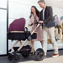 FORBABY福贝贝P680婴儿推车可坐可躺高景观新生儿双向睡篮床两用宝宝手推车儿童推车 P680橡胶轮免充气紫色
